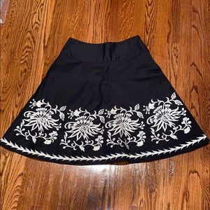 White House Black Market Black Embroidered Skirt